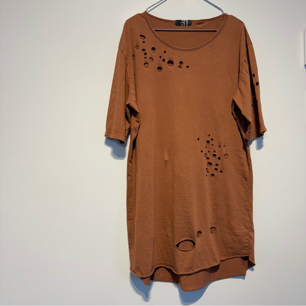 🛍️4 for 20$ / Le 31 Long Short Sleeve Distressed Tee / Brown / L-XL